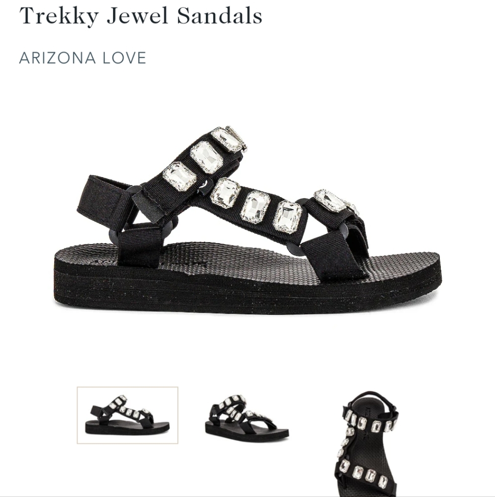 Arizona Love Black Trekkie Jewel Sandals NWT